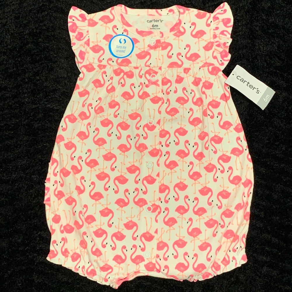 🟣 CARTER’S BABY GIRL ROMPER WITH RUFFLE DESIGN
